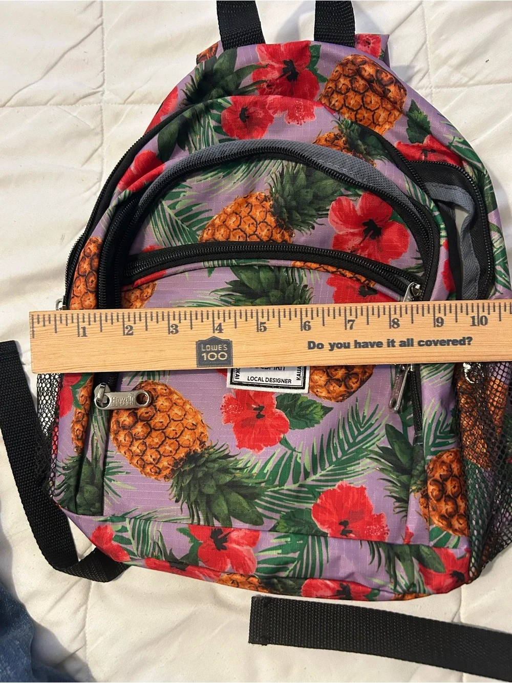 Hawaiian Pineapple Print Mini Backpack - Purple - Picture 8 of 9